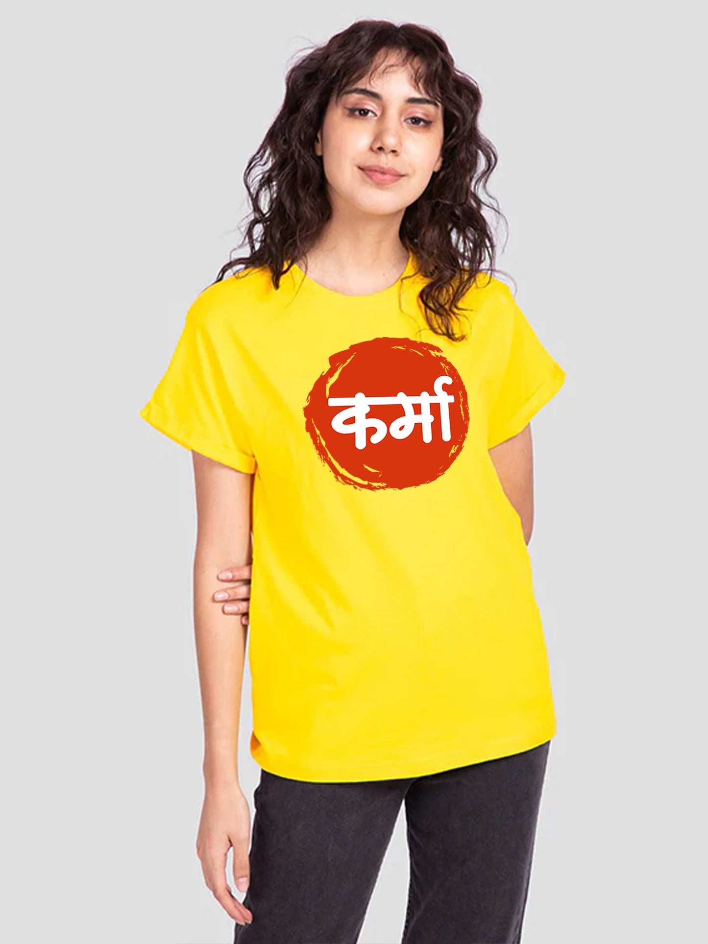 Karma -Marathi Printed T-Shirt Yellow