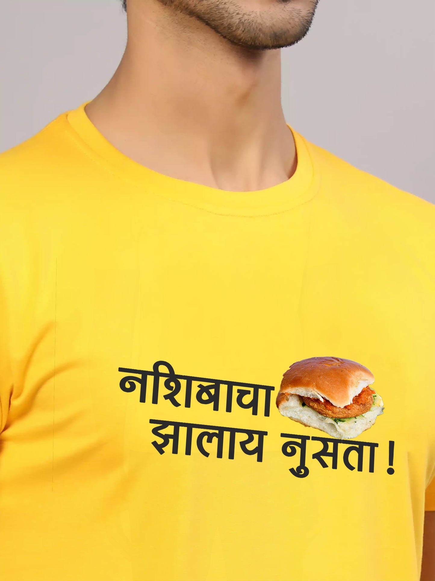 Nashibacha Vadapav Zalay Nusata -Marathi Printed T-Shirt